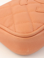 2008年頃製 キャビアスキンCCマークステッチワンショルダーバッグ コーラルピンク