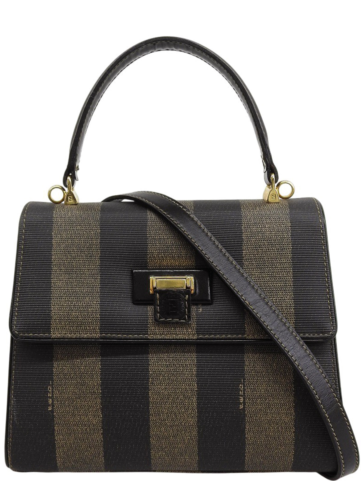 ペカンパターン2wayバッグ　ブラウン/ブラック