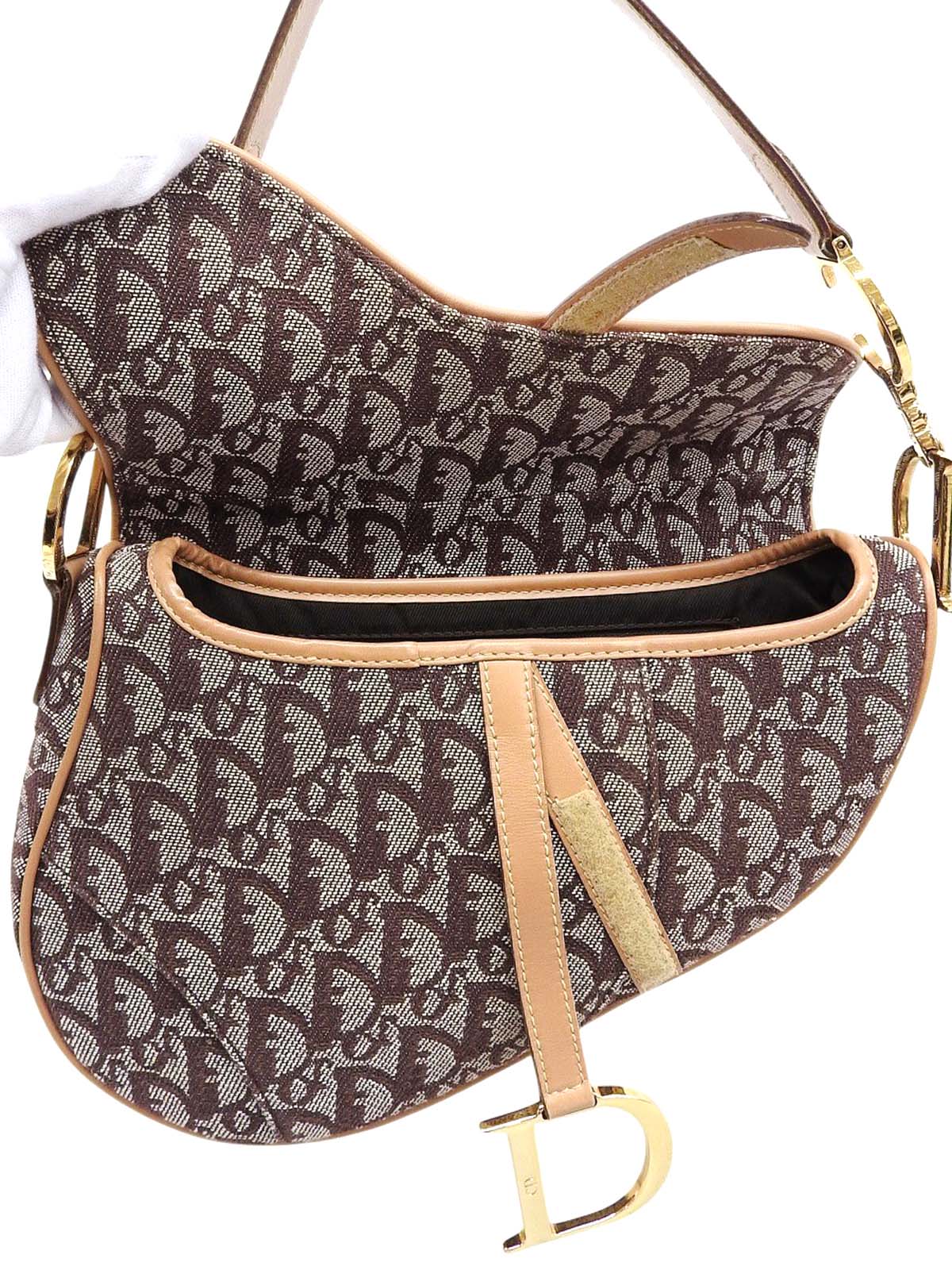 トロッターパターンサドルバッグ ブラウン/ベージュ