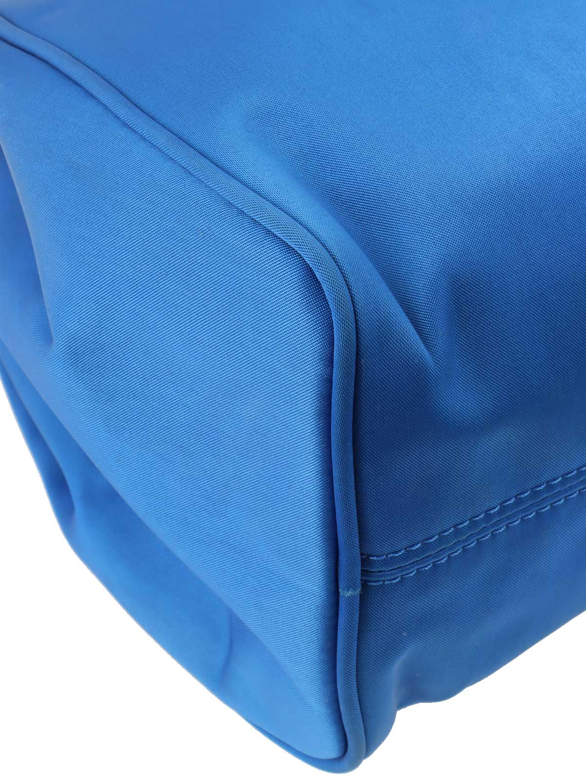 ナイロンロゴ刺繍カラーストーンハンドルバッグ ブルー/マルチ