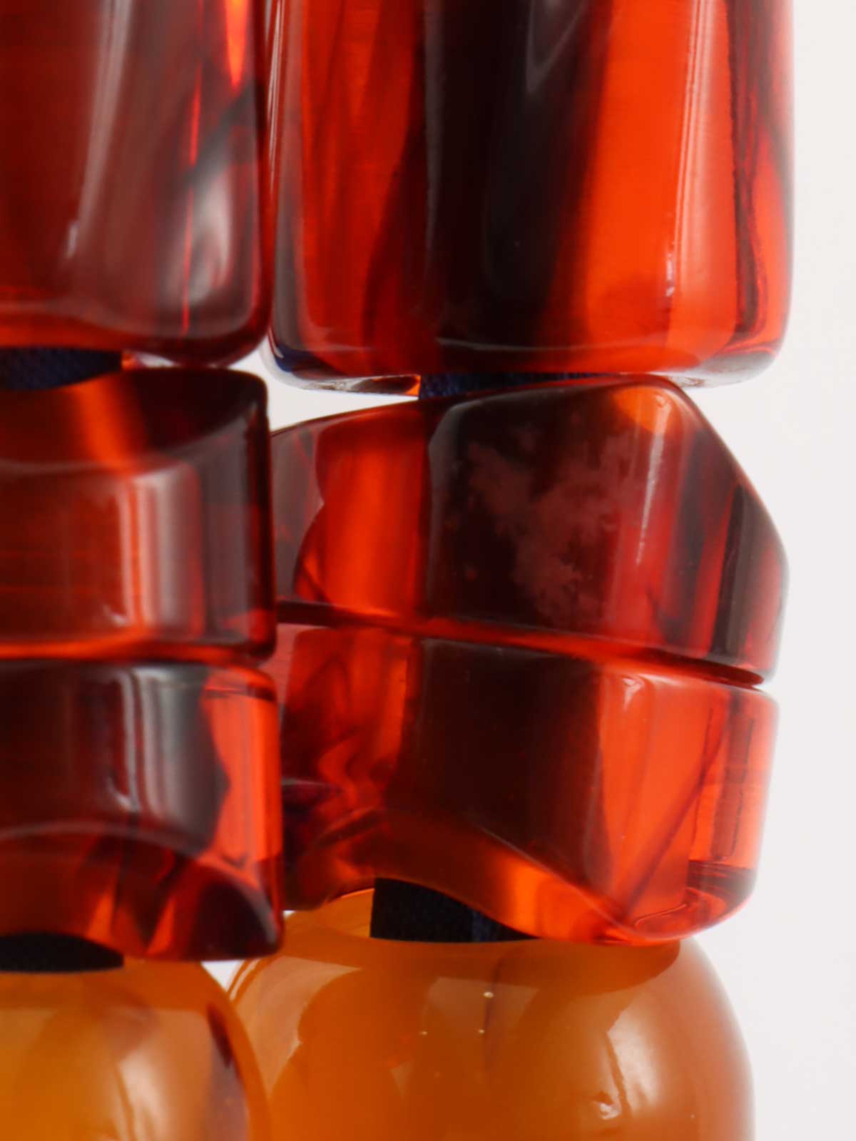 ナイロンロゴ刺繍カラーストーンハンドルバッグ ブルー/マルチ