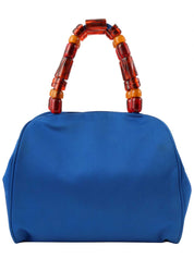 ナイロンロゴ刺繍カラーストーンハンドルバッグ ブルー/マルチ