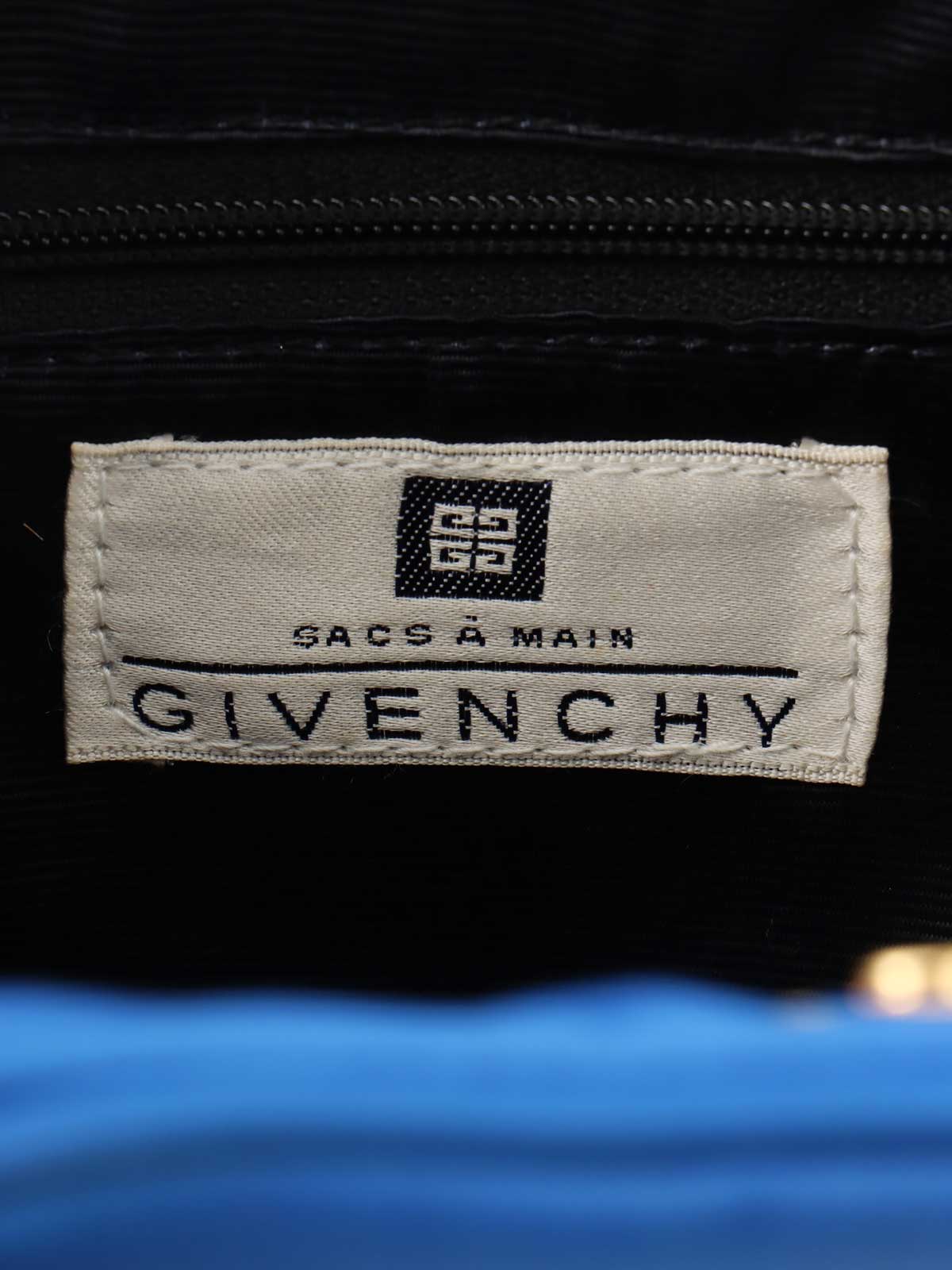 ナイロンロゴ刺繍カラーストーンハンドルバッグ ブルー/マルチ