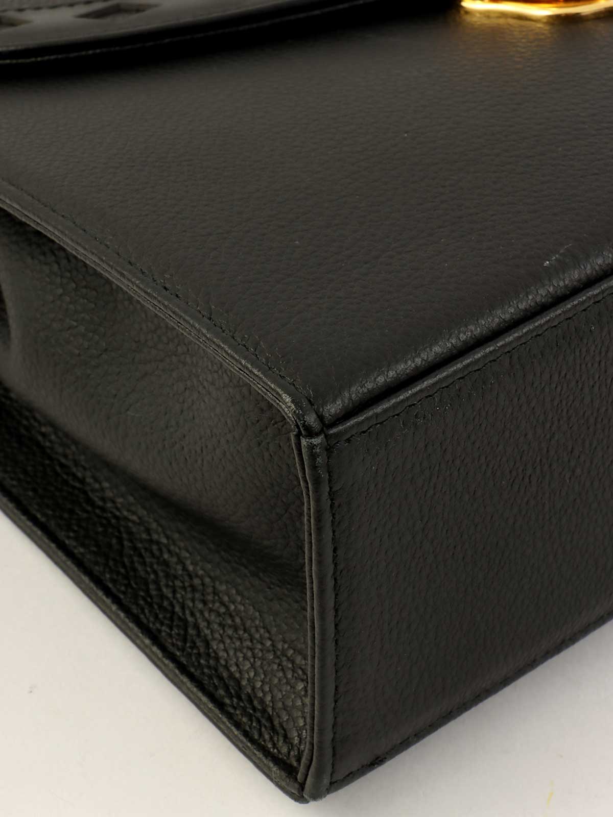 ダイヤカットデザインロゴプレート2wayバッグ　ブラック