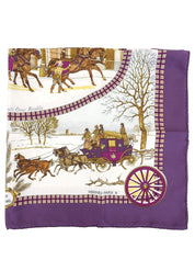 Carré 90 Lhiver En Poste Pattern Scarf in Purple/White/Multi