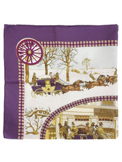 カレ90 Lhiver En Posteパターンスカーフ パープル/ホワイト/マルチ