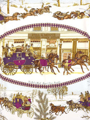 カレ90 Lhiver En Posteパターンスカーフ パープル/ホワイト/マルチ