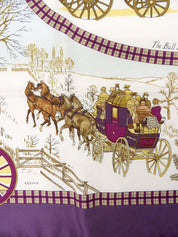 カレ90 Lhiver En Posteパターンスカーフ パープル/ホワイト/マルチ