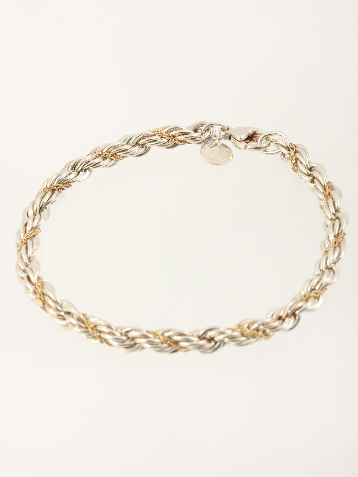 18K925 扭纹链手链 银/金