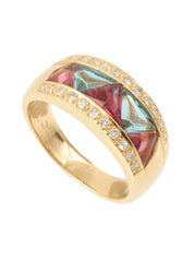 K18 Tourmaline Diamond Ring Multicolor/Gold