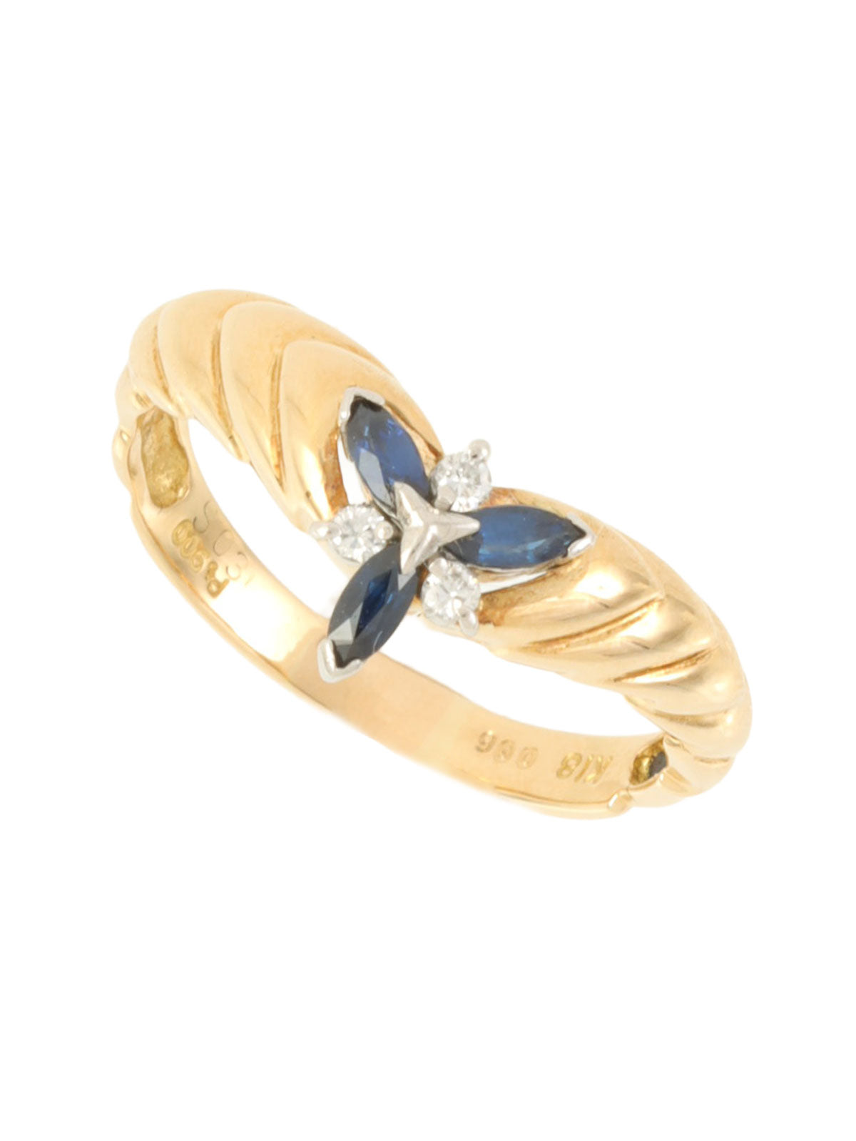 18Kサファイアダイヤモンドリング ゴールド/ブルー