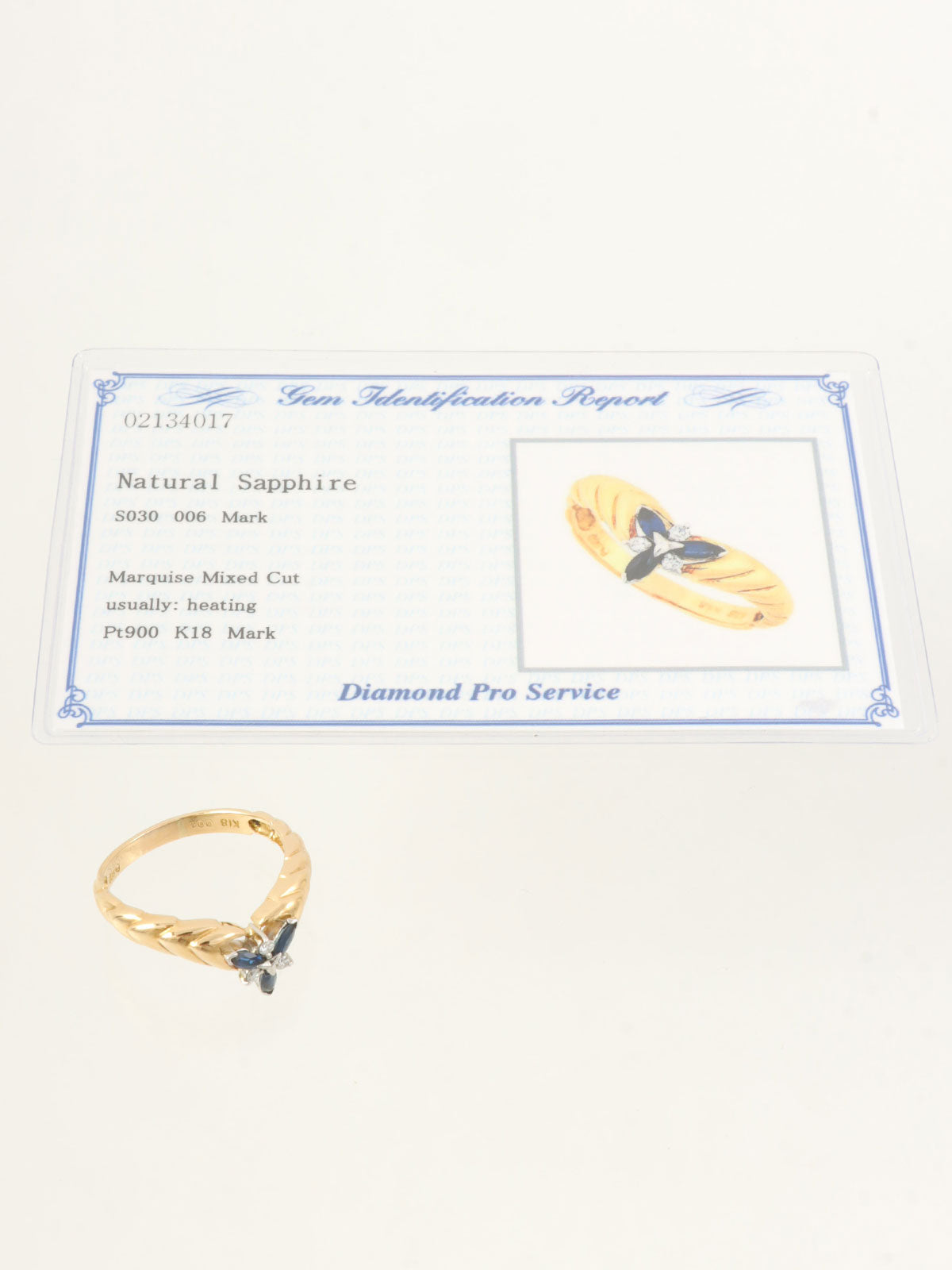 18Kサファイアダイヤモンドリング ゴールド/ブルー