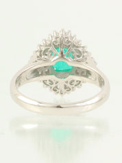 Platinum Diamond Emerald Ring in Silver/Green