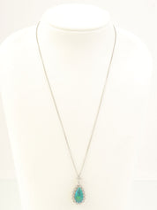 Pt900 Diamond Black Opal Necklace Silver/Green