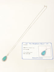 Pt900 Diamond Black Opal Necklace Silver/Green