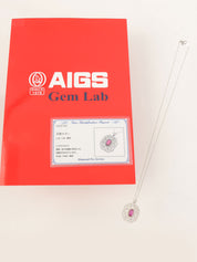 プラチナルビーダイヤモンドフラワーデザインネックレス シルバー/チェリーレッド