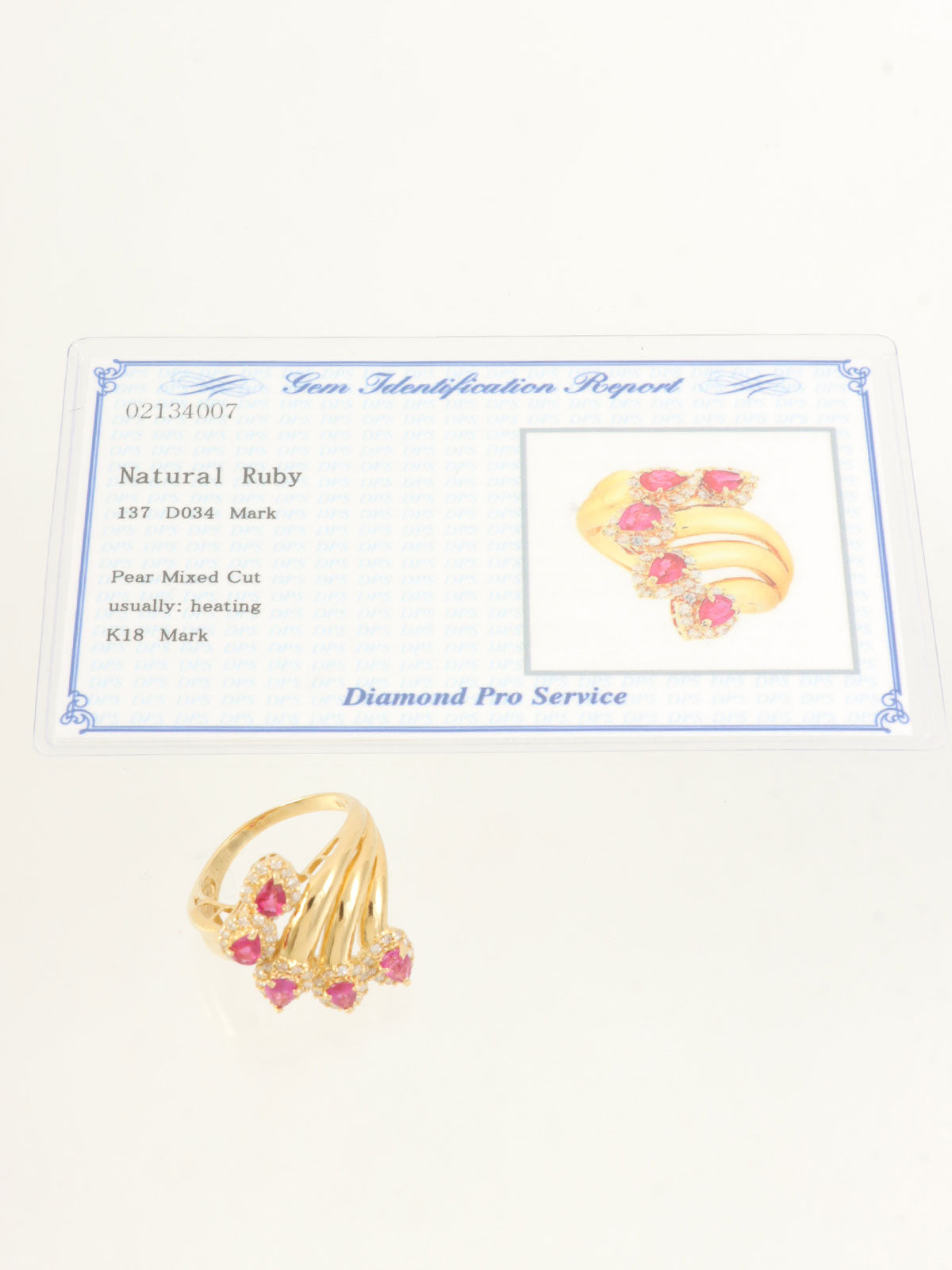 18K Gold/Pink Ruby and Diamond Design Ring