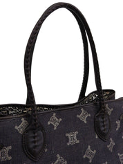 デニムマカダムパターントートバッグ インディゴ