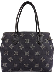 デニムマカダムパターントートバッグ インディゴ