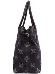 デニムマカダムパターントートバッグ インディゴ