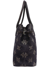 デニムマカダムパターントートバッグ インディゴ