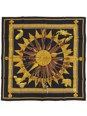 Carré 90 Cuillers Dafrique Pattern Scarf Black/Gold