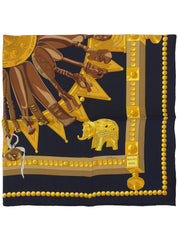 カレ90 Cuillers Dafriqueパターンスカーフ ブラック/ゴールド