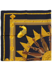 Carré 90 Cuillers Dafrique Pattern Scarf Black/Gold