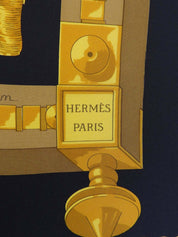 カレ90 Cuillers Dafriqueパターンスカーフ ブラック/ゴールド