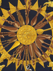 Carré 90 Cuillers Dafrique Pattern Scarf Black/Gold