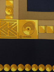 Carré 90 Cuillers Dafrique Pattern Scarf Black/Gold