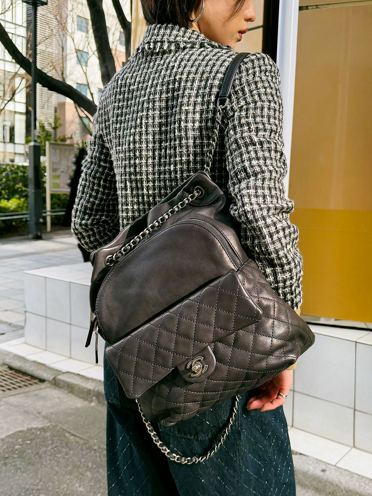 2015 Matelasse Stitch CC Turnlock Backpack in Black