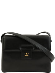 1998 Caviar Skin CC Mark Plate Shoulder Bag Black