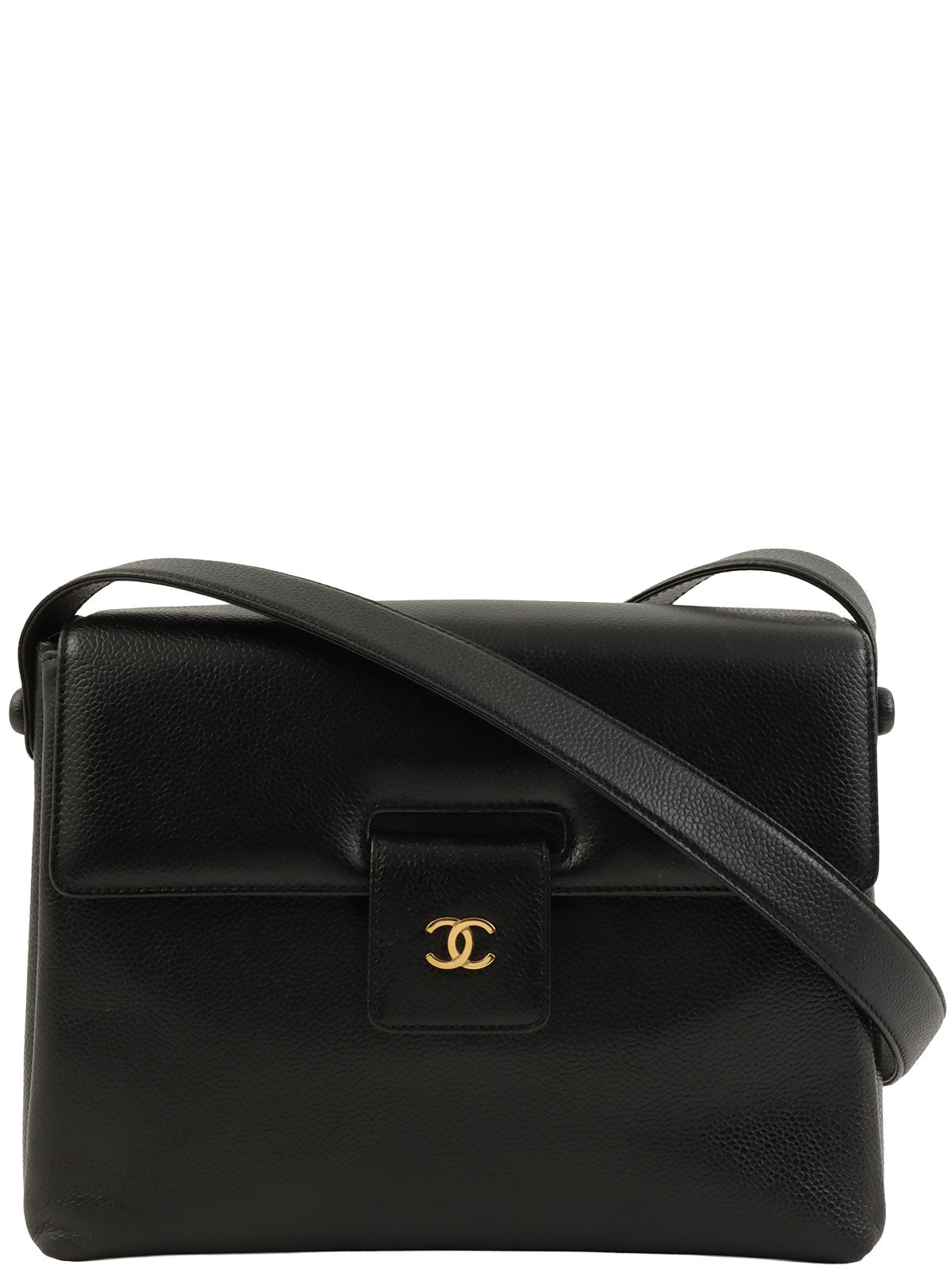 1998年鱼子酱皮CC标志牌单肩包 黑色