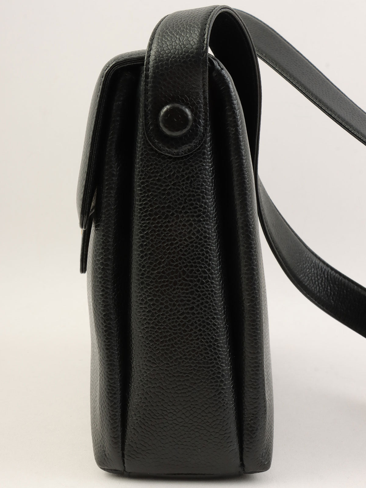 1998 Caviar Skin CC Mark Plate Shoulder Bag Black
