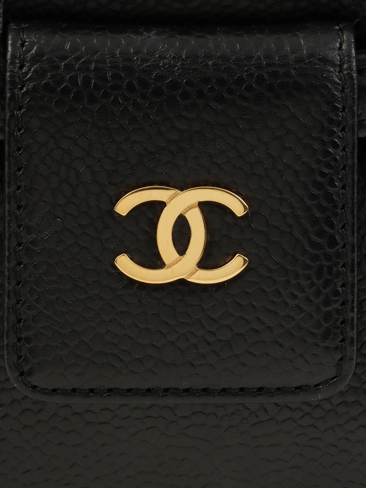 1998 Caviar Skin CC Mark Plate Shoulder Bag Black