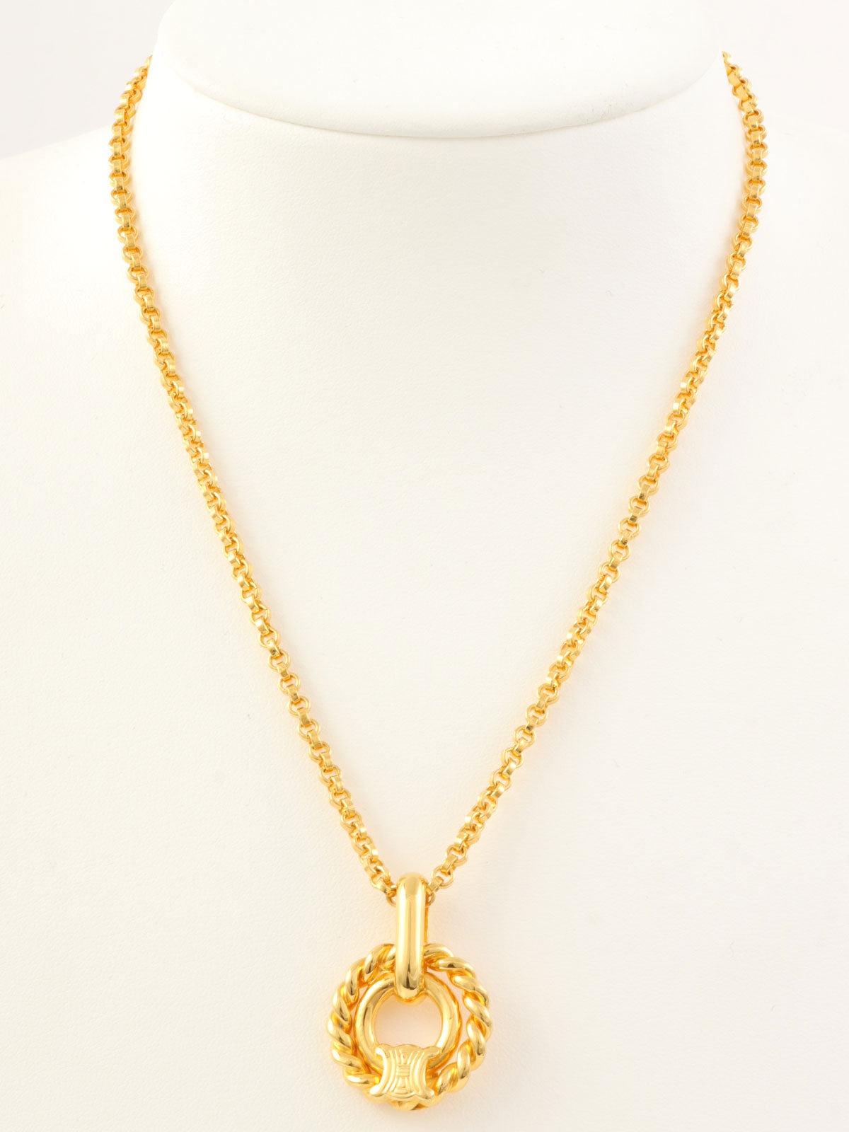 ラウンドマカダムプレートネックレス ゴールド