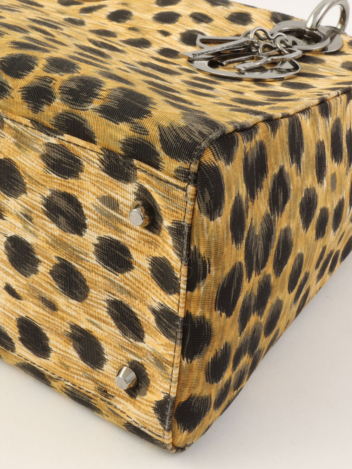 キャンバスレオパードパターンレディディオール2wayバッグ ブラウン/ブラック/クリア