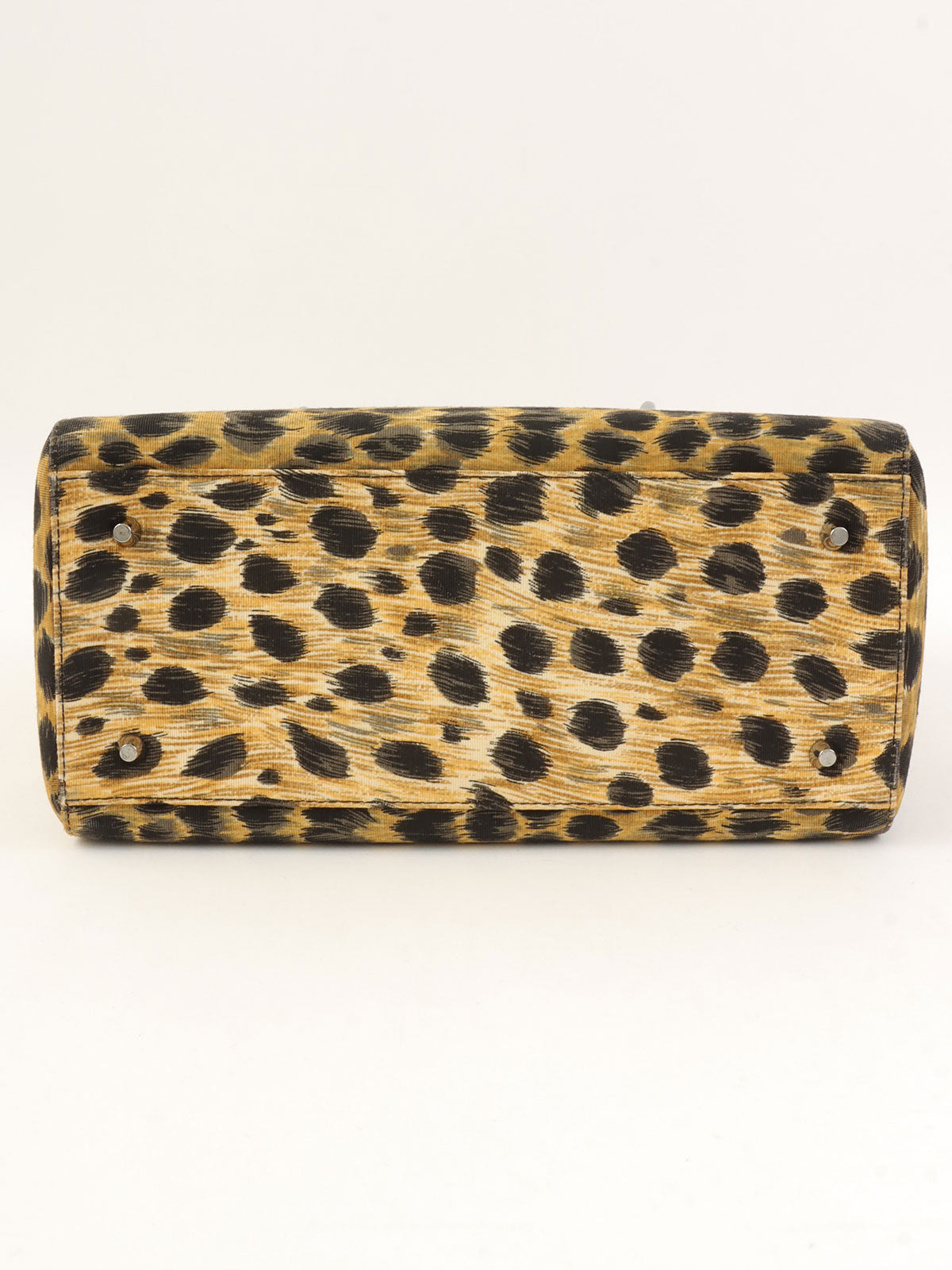 キャンバスレオパードパターンレディディオール2wayバッグ ブラウン/ブラック/クリア