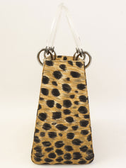 キャンバスレオパードパターンレディディオール2wayバッグ ブラウン/ブラック/クリア