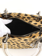 キャンバスレオパードパターンレディディオール2wayバッグ ブラウン/ブラック/クリア