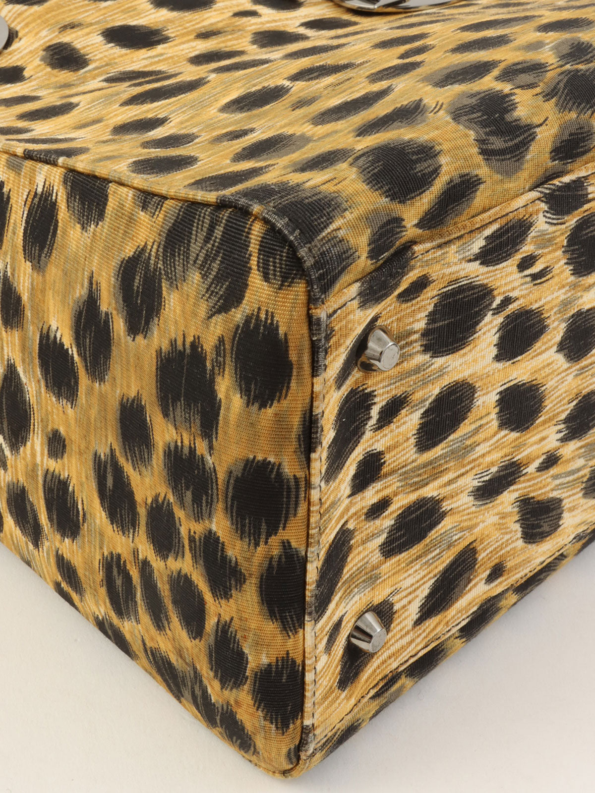 キャンバスレオパードパターンレディディオール2wayバッグ ブラウン/ブラック/クリア