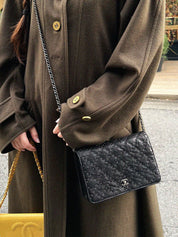 Studded Matelasse Stitch Chain Wallet, Black, circa 2014