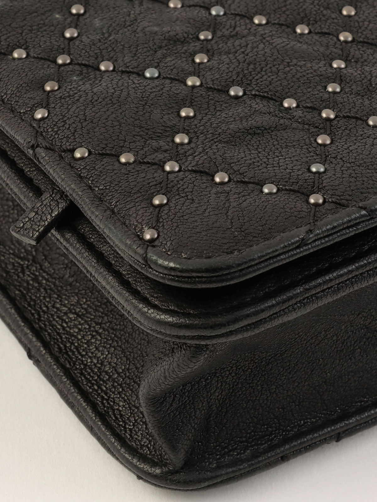 Studded Matelasse Stitch Chain Wallet, Black, circa 2014