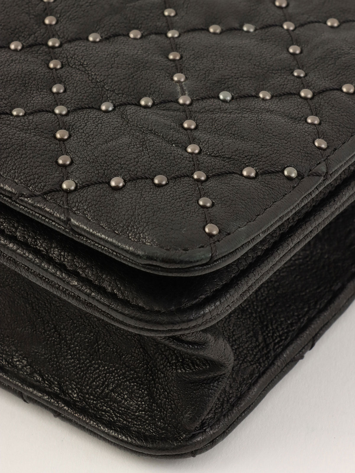 Studded Matelasse Stitch Chain Wallet, Black, circa 2014