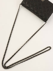 Studded Matelasse Stitch Chain Wallet, Black, circa 2014