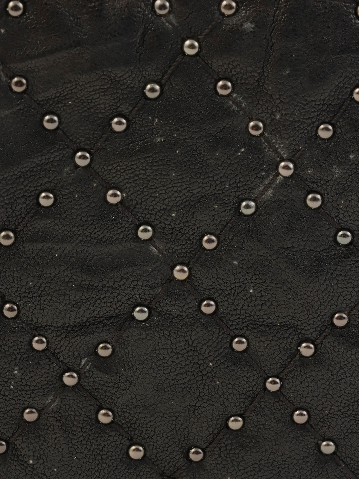 Studded Matelasse Stitch Chain Wallet, Black, circa 2014