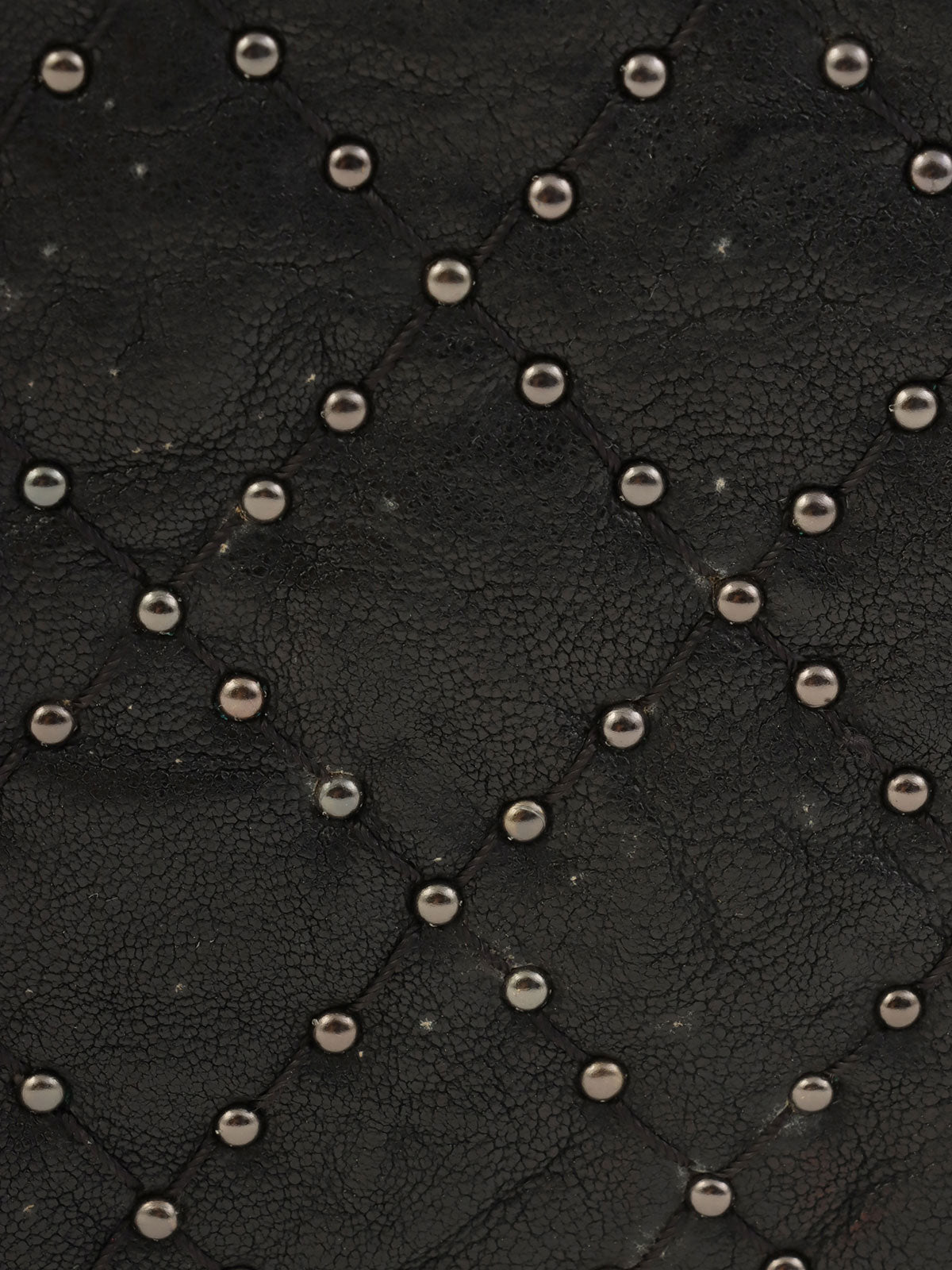 Studded Matelasse Stitch Chain Wallet, Black, circa 2014