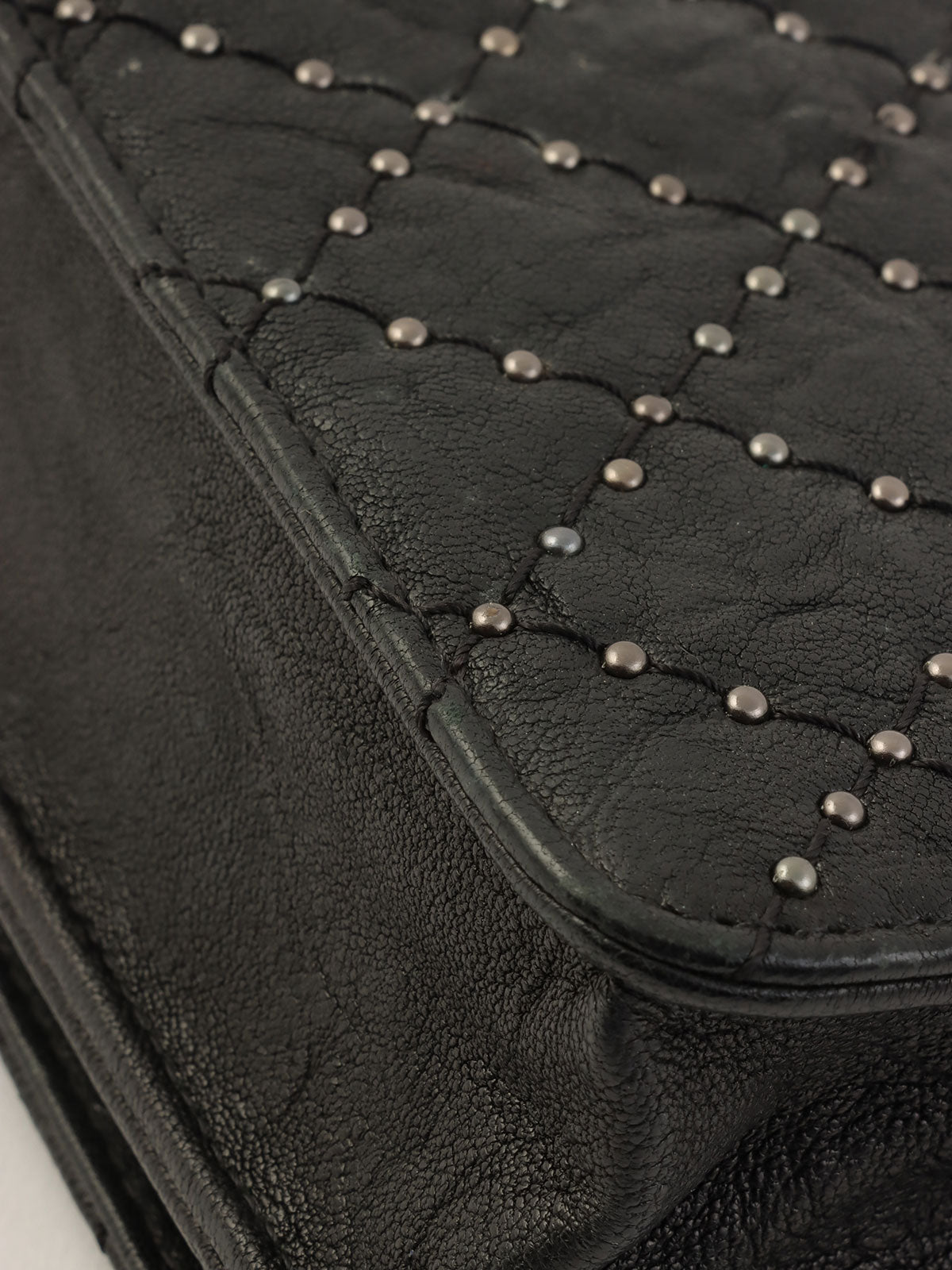 Studded Matelasse Stitch Chain Wallet, Black, circa 2014