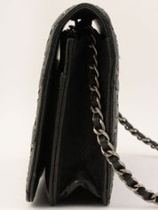 Studded Matelasse Stitch Chain Wallet, Black, circa 2014